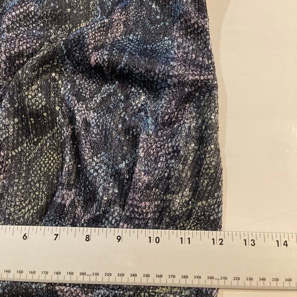 NWOT ASOS Dress 4 Blue Iridescent Sequins Snakeskin High-Neck Shoulder-Pad Zip - Picture 14 of 16